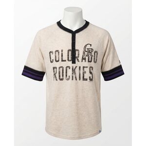 NEW STARTER womens colorado rockies first choice 3/4 sleeve shirt in white